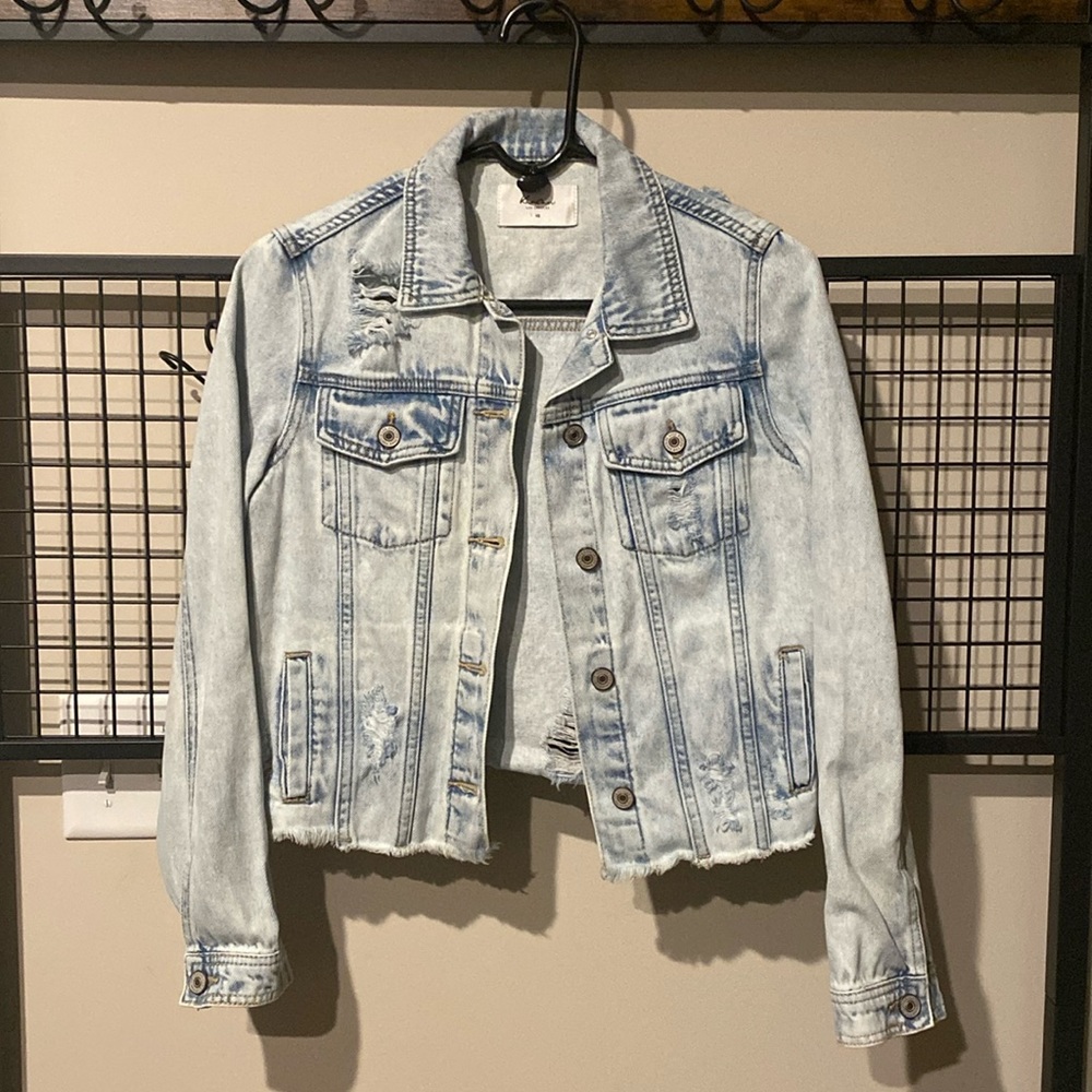 COPY - Kancan Cropped Acid Wash Jean Jacket
